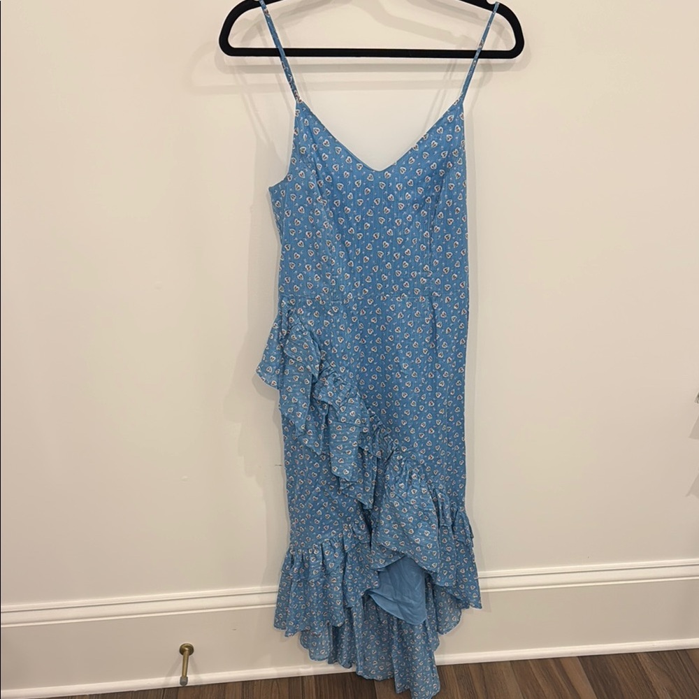 Asymmetrical Blue Dress with Unique Hemline